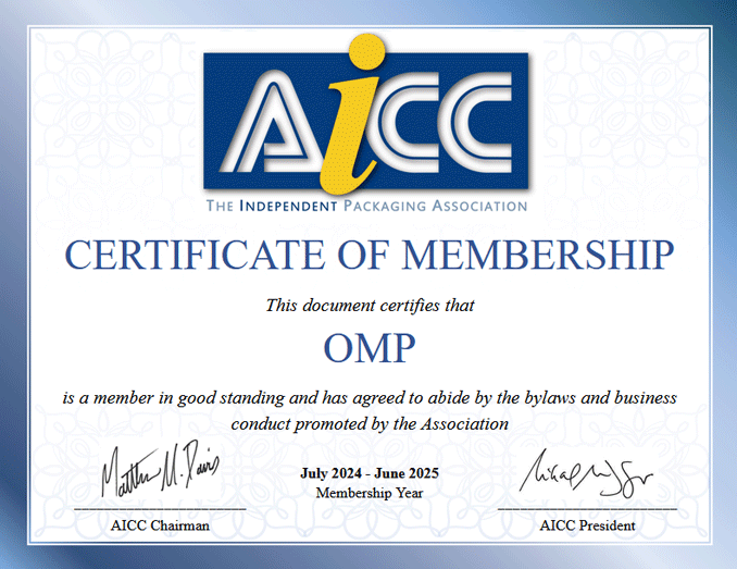 OMP certified as AICC member, building strong partnerships in the packaging industry